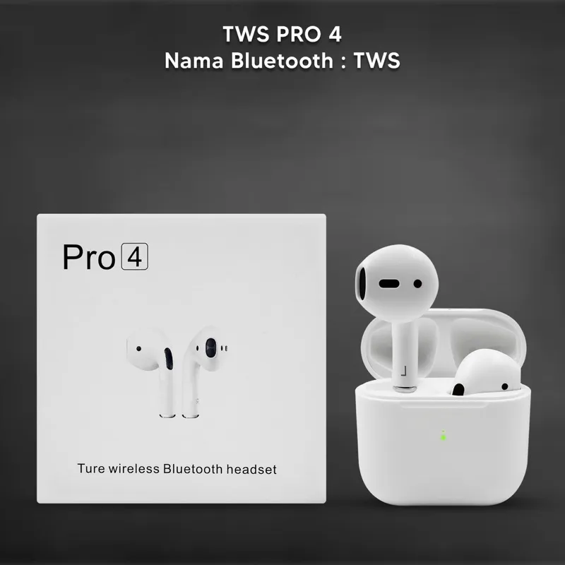 Airpods Pro 4 High Quality 4th Generation With Active Noise Cancellation Premium Quality(True Wireless Stereo) Bluetooth Earbuds | Dual Earphones Headset | Connect with All Bluetooth Devices | Super Sound & No Delay Earbuds/Earphones/ Headphone By MT's