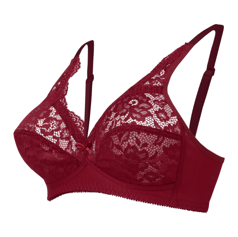 Blossom Lace Bra, Maroon, 002 - Image 3