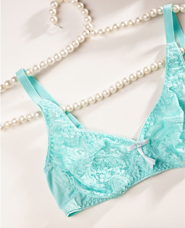 BeBelle Women's Full Lace B-Cup Bra, Non-Wired, Marvel Rosette, Turquoise - Image 3