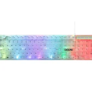 Douni KB101 Colorful Luminous RGB Transparent Keyboard Mechanical Feel Laptop Gaming Wired Keyboard