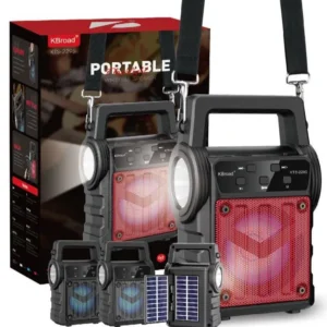 KBroad KTS-2295 Portable Wireless Bluetooth Speaker | Solar Charging, LED Flashlight, FM Radio, USB/TF Card Support | Rechargeable Outdoor Speaker