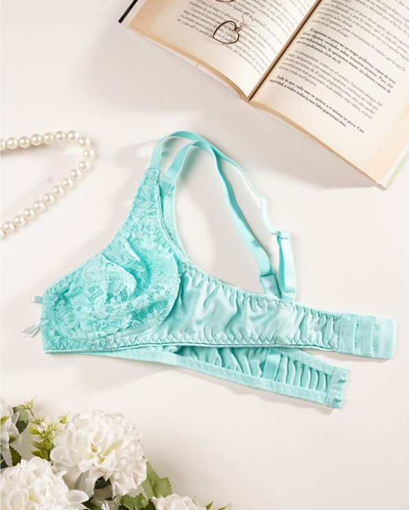 BeBelle Women's Full Lace B-Cup Bra, Non-Wired, Marvel Rosette, Turquoise - Image 5