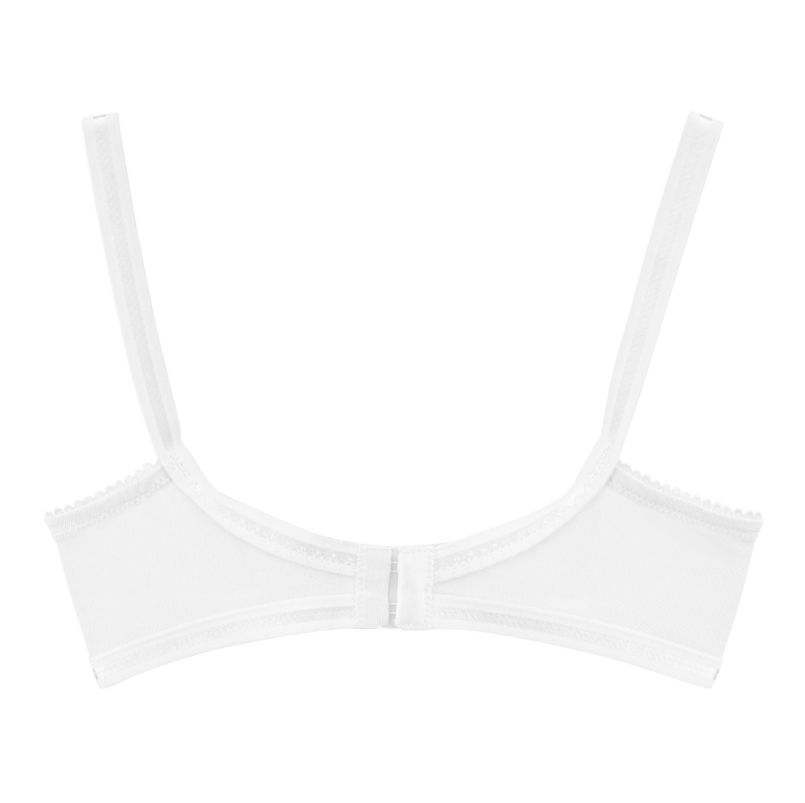 BeBelle Women's X-Over Cup/Cross Lace Bra, Power-Net, U-Shaped Back, Comfort & Control, White, 1081 - Image 6