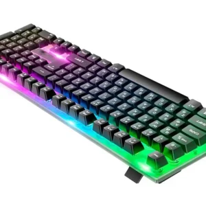 F83 Mechanical Feel Gaming Keyboard & Mouse Set USB Wired 104 Keys Rainbow-Color Backlight for Laptop Computer PC