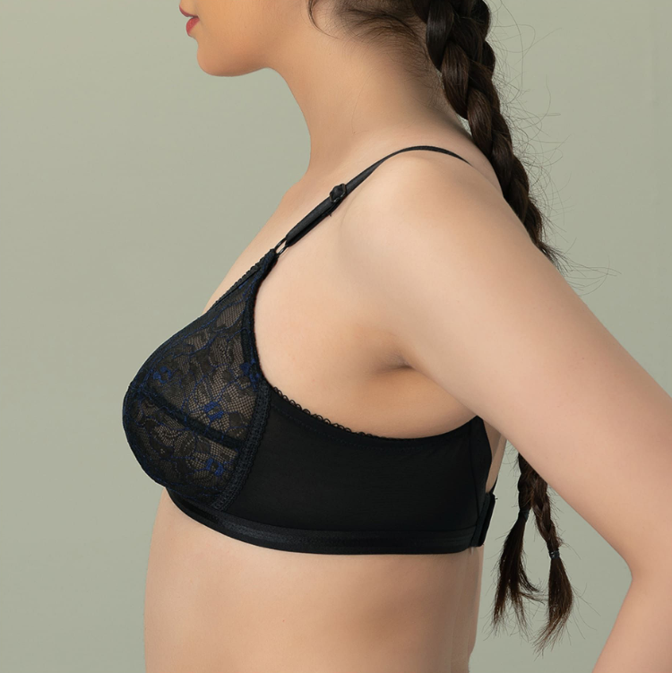 BeBelle Women's X-Over Cup/Cross Lace Bra, Power-Net, U-Shaped Back, Comfort & Control, White, 1081 - Image 9