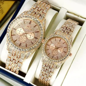 Stylish Unisex Couple Watches - 2 Pcs Quartz Water Resistant