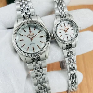 Stylish Unisex Quartz Watches - 2 Pcs Water Resistant Couple Watch Set