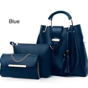 Women's PU Leather Plain Hand Bag Set