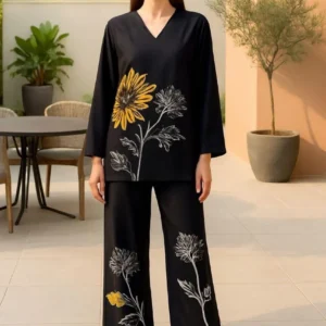 2 Pcs Women's Stitched Swiss Lawn Digital Print Co-Ord Set