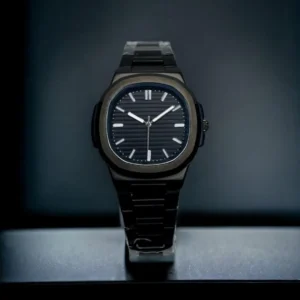 Men's Square Silver Black Chain Strap Watch - 1 Pc