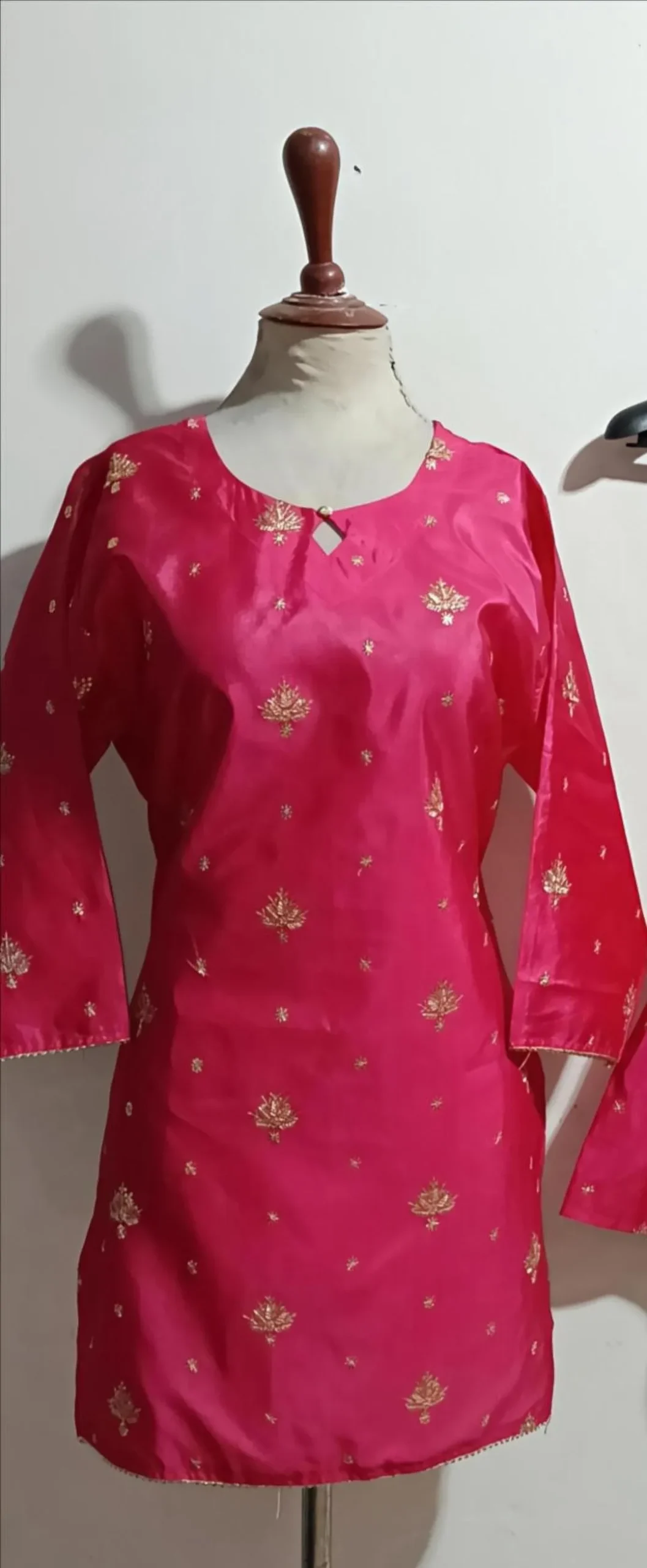 2 Pcs Women's Stitched Katan Silk Embroidered Shirt And sharara 2p - Image 8