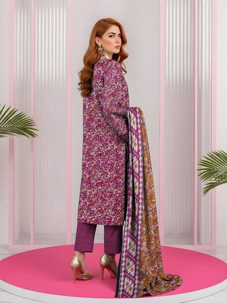3 Pcs Women's Unstitched Printed Suit - Image 4