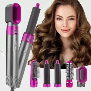 Lightweight Hair Dryer Brush with 5 Nozzles - Fast Drying & Frizz Free