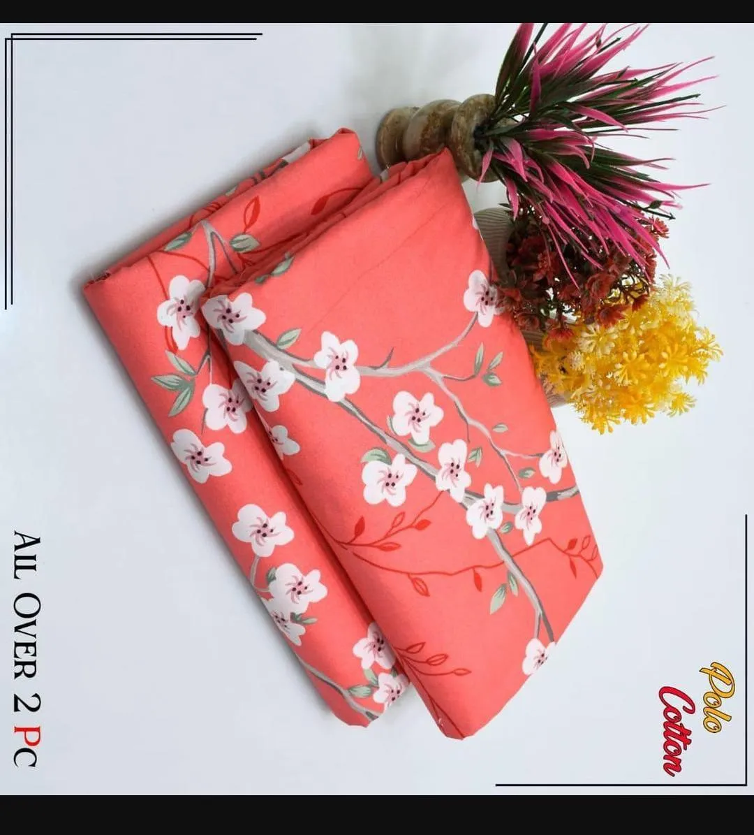 2 Pcs Women's Unstitched Printed Suit - Image 3