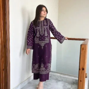 2 Pcs Women's Unstitched Embroidered Suit