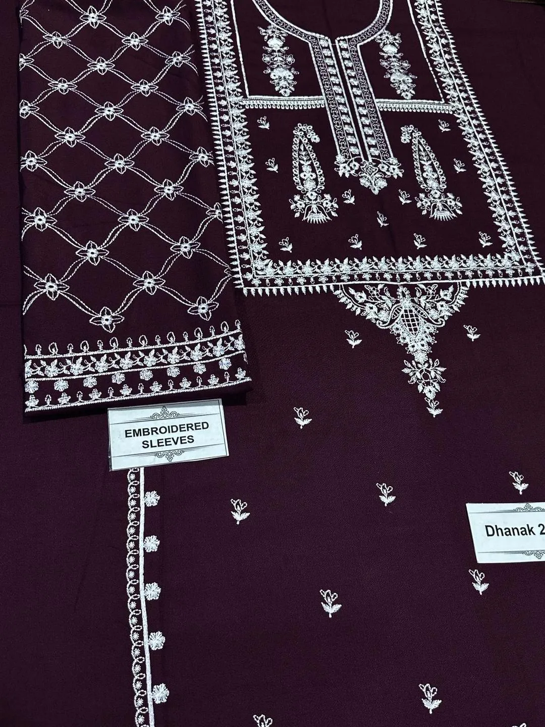 2 Pcs Women's Unstitched Embroidered Suit - Image 4