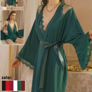 Femgrace Nighty Beautiful Bridal Maroon Hot Silk Long Gown Bridal Night Suit Nightwear For Women