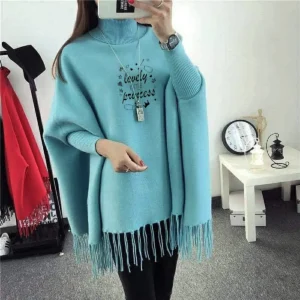 blue printed Poncho Winter Style Ponchu For Girls and Womens