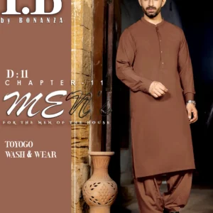 IB Unstitched Wash n Wear Brown Shalwar Kameez for Men – Premium Quality Fabric