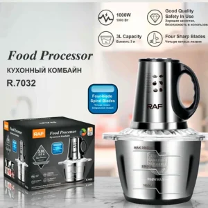 RAF 3L Food Processor, Vegetable & Meat Chopper, Qeema Machine R7032 – Stainless Steel Bowl 1000W
