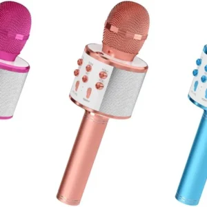 Kids Microphone for Singing, Wireless Bluetooth Karaoke Microphone for Adults, Portable Handheld Karaoke Machine, Toys for Boys and Girls Gift for Birthday Party (Blue)