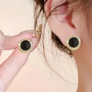 Round Shape Rhinestone Ear Studs Earrings