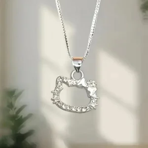Hello Kitty Zinc Alloy Silver Pendant Necklace for Girls