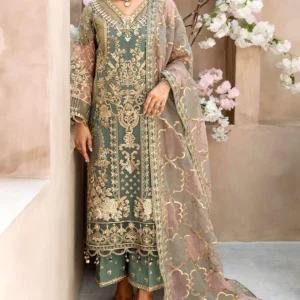 Luxurious Handwork Embroidered Organza Party Dress with Emb. Silk Trouser