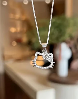 Hello Kitty Zinc Alloy Silver Pendant Necklace for Girls - Image 4