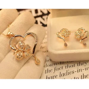 Elegant Butterfly & Heart Shape Necklace Set for Girls