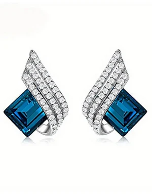 Elegant Blue Crystal Angel Wings Necklace and Earrings Set - Image 4