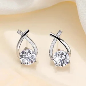 Vintage Style Rhinestone Embellished Silver Stud Earrings