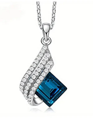 Elegant Blue Crystal Angel Wings Necklace and Earrings Set - Image 3