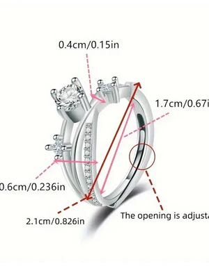 Adjustable Synthetic Cubic Zirconia Silver Starry Sky Ring for Women - Image 4