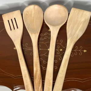 4 Pcs Wooden Cooking Spatulas & Spoons Set for Kitchen Cooking