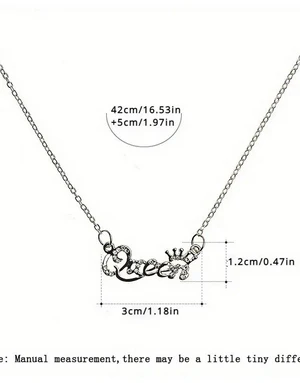 Adorable QUEEN Initial Silver Pendant Necklace - Image 2