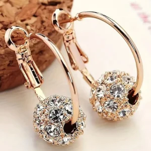 Boho-Chic Golden Crystal Ball Stud Earrings