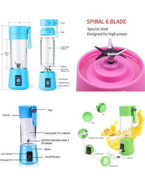 USB Rechargeable Mini Portable Juicer Blender 380ml - Image 3