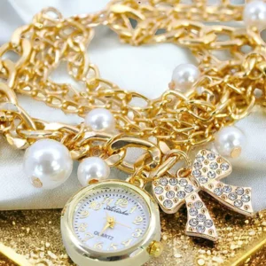 Glorious Multi Layer Bow Charm Bracelet Watch
