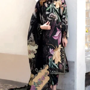 All-Over Digital Floral Print Dhanak Winter Dress with Dhanak Shawl