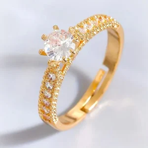 Adjustable Open Design Sparkling Cubic Zirconia Ring for Women