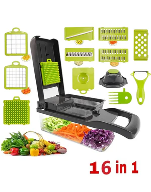 16 in 1 Multifunctional Vegetable Chopper, Cutter, Dicer & Slicer with 8 Interchangeable Blades - Image 5