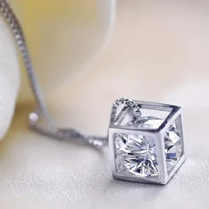 Adorable Cubic Zirconia Square Shape Pendant Necklace for Daily Wear & Party Wear