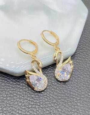 Sparkling Rhinestones Swan Shape Dangle Earrings for Girls - Image 3