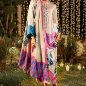 Lavish Digital Print Silk Party Wear Dress with Silk Dupatta