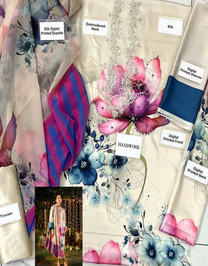 Lavish Digital Print Silk Party Wear Dress with Silk Dupatta - Image 4