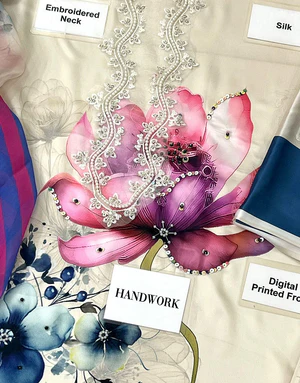 Lavish Digital Print Silk Party Wear Dress with Silk Dupatta - Image 3