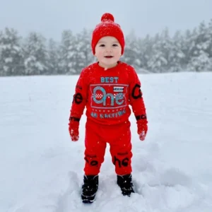 Winter 2 Pcs Boy's Girls Printed Tracksuit