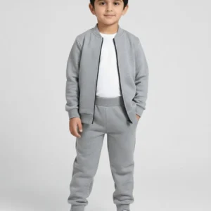 2 Pcs Boy's Fleece Plain Zipper Tracksuit