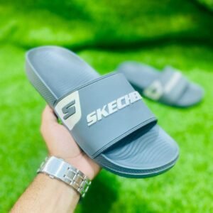 Men's Casual PU Leather Slide Slippers - 1 Pcs Grey